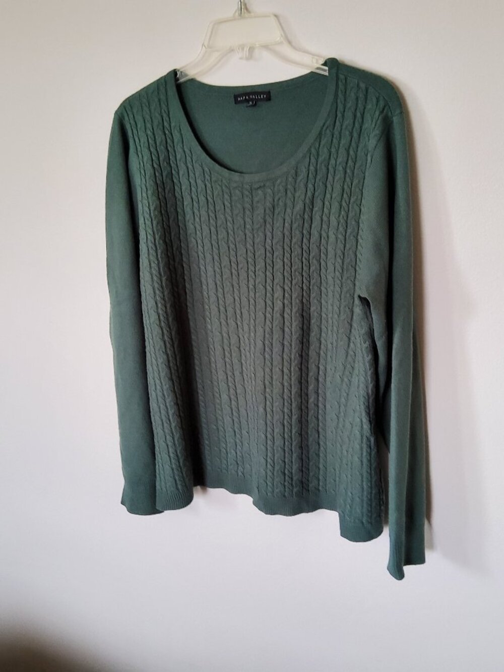 Napa Valley Cable Knit Forest Green Sweater size XL